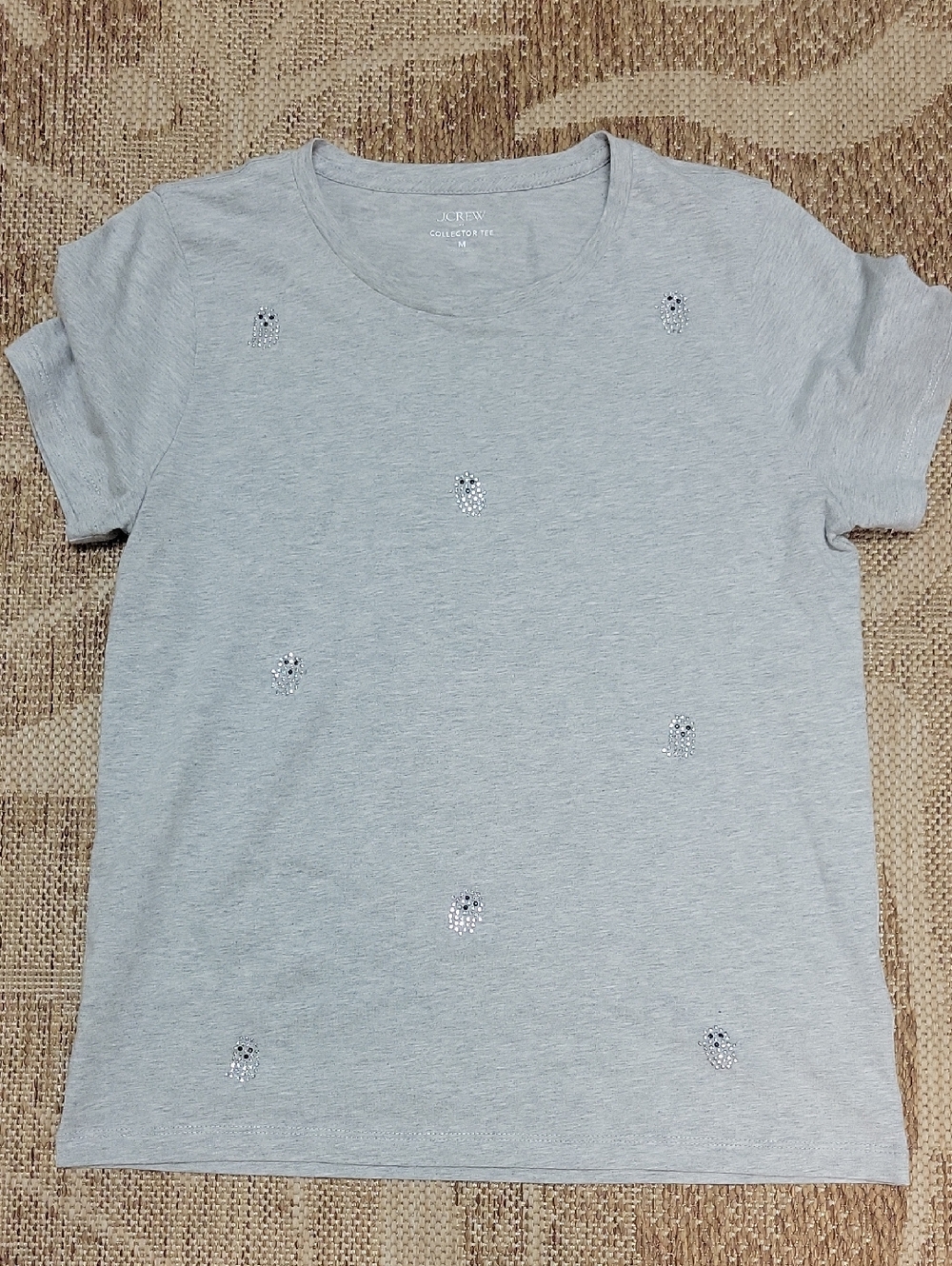J. Crew Light Gray Short Sleeve Tee with Embellished Dots